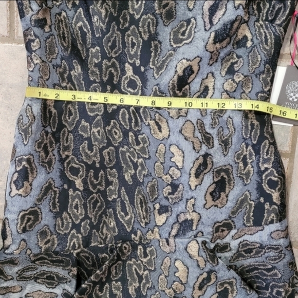 Vince Camuto Animal Print Mettalic  Asymmetrical Tierd Hem Cocktail Dress - Picture 10 of 12